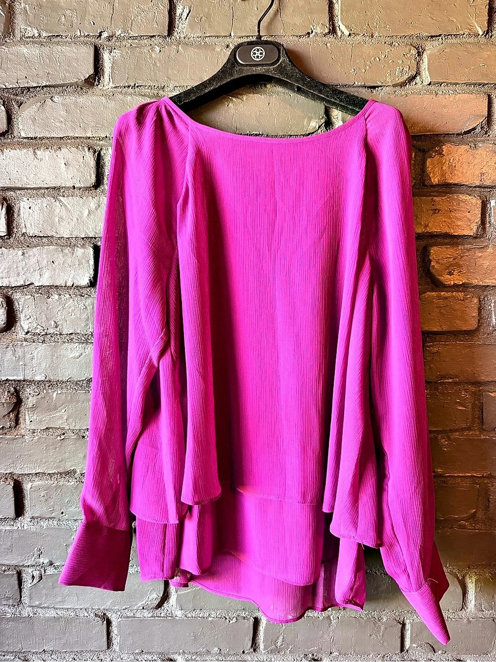 Apt. 9 Textured Flare Sleeve Blouse in Plum Size Medium